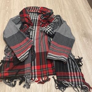 Distressed Plaid Coat